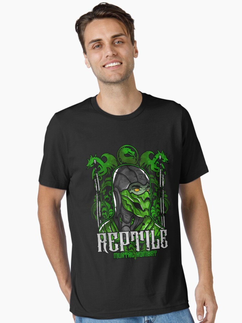 Retro Gaming Aesthetic - Kaos Cetak Potret Reptile Mortal Kombat