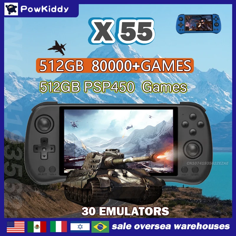Retro Gaming Best Console - 80000Game 512G POWKIDDY X55 5.5 inci