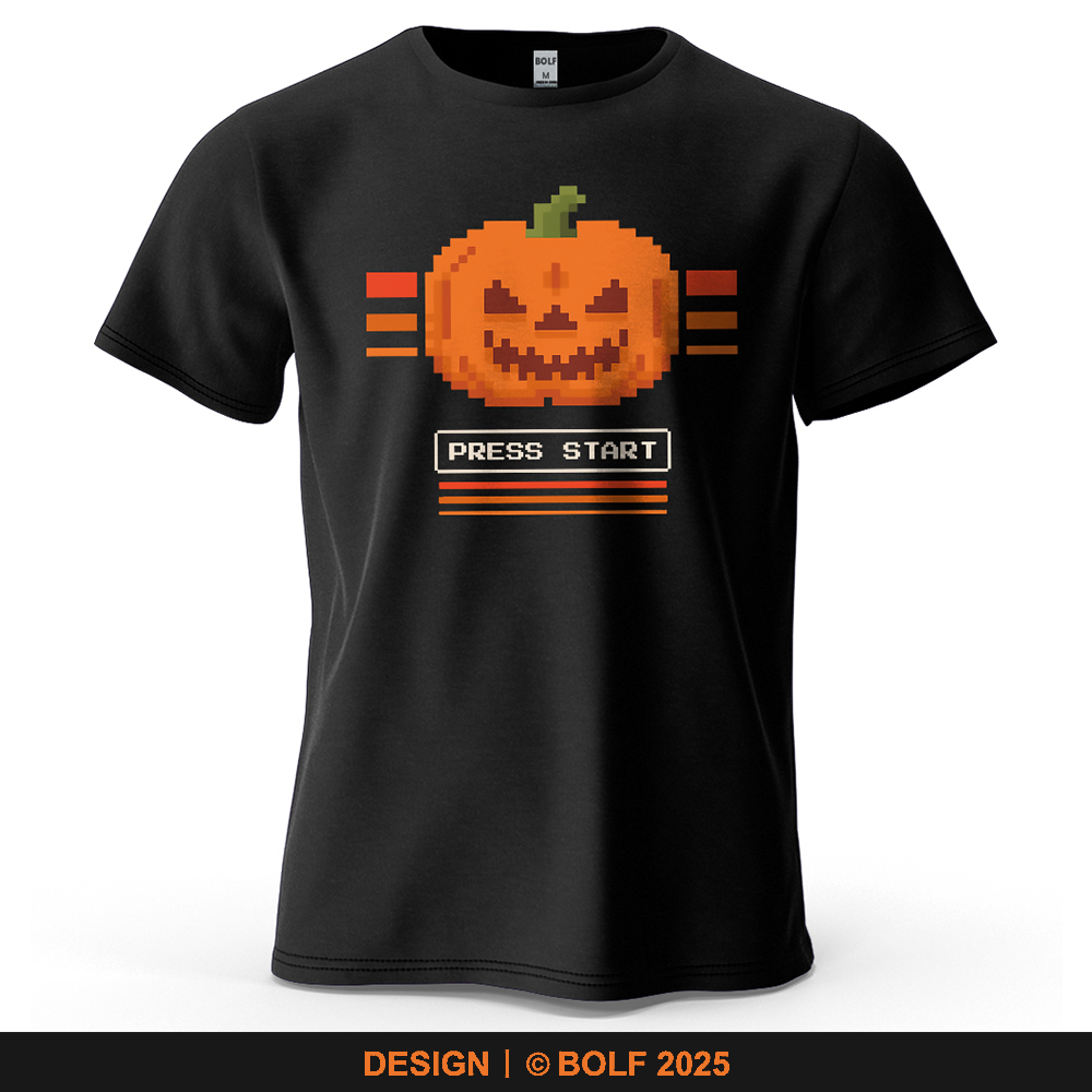 Retro Gaming Event - Kaos Pria Motif Labu Halloween 100%