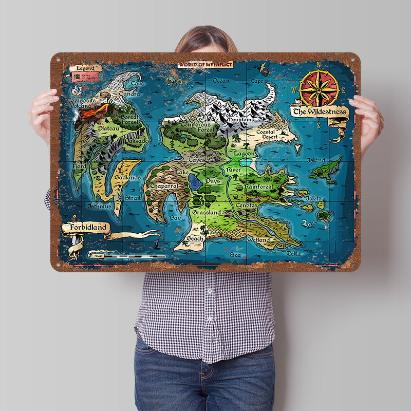 World Of Retro Gaming - Poster Cetak Peta Fantasi World of