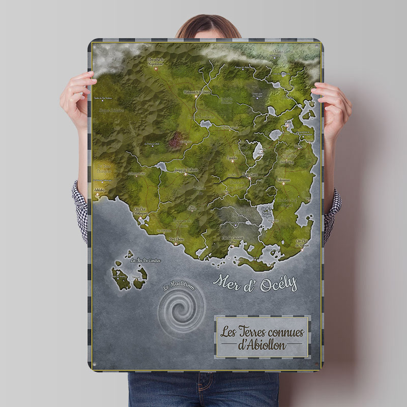 World Of Retro Gaming - Poster Logam Peta Dunia Abiollon, Seni