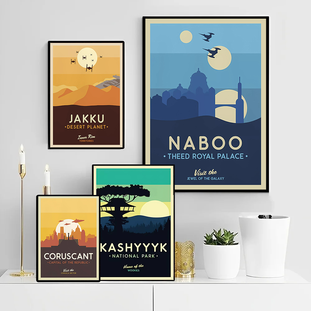 Retro Gaming Wallpaper - Poster Perjalanan Planet Sci-fi Retro, Lanskap