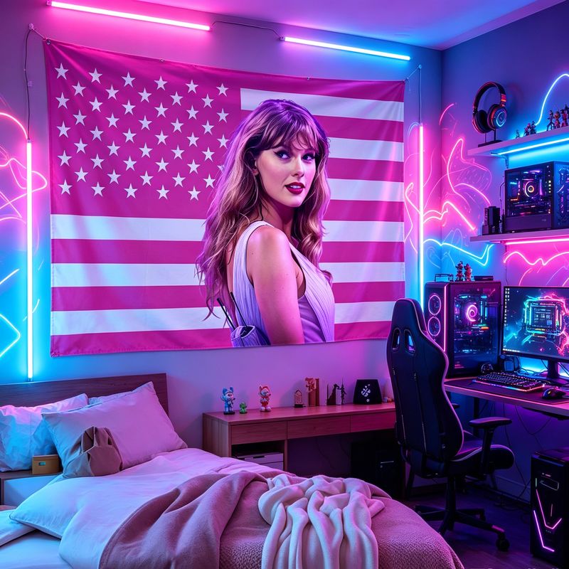 Retro Gaming Aesthetic - VIKAMA Permadani Cetak Penyanyi Wanita Bendera