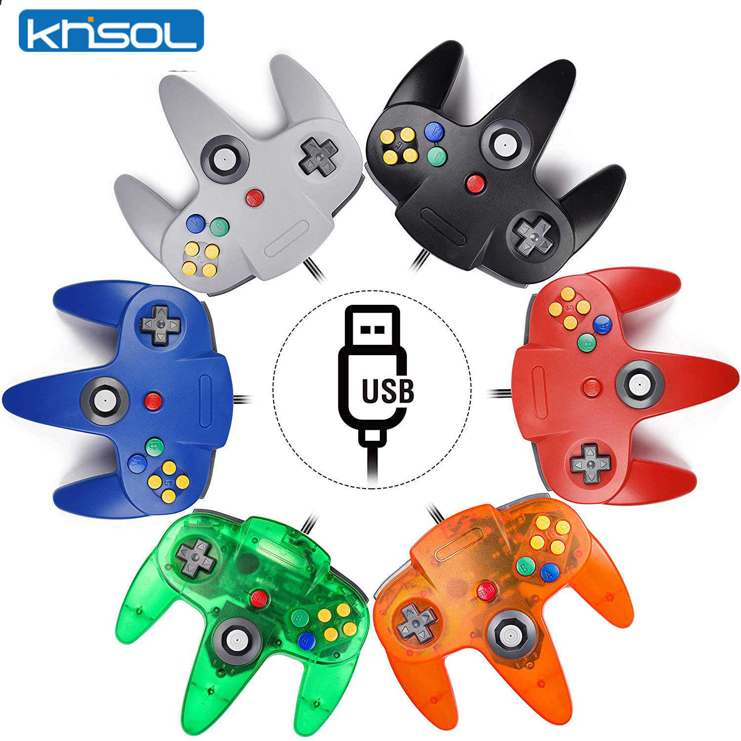 Retro Gaming Best Console - N64 kontroler klasik berkabel USB, aksesori