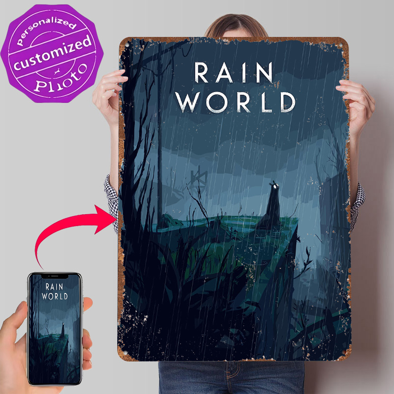 World Of Retro Gaming - Poster Kaleng Seni Sampul Game Rain