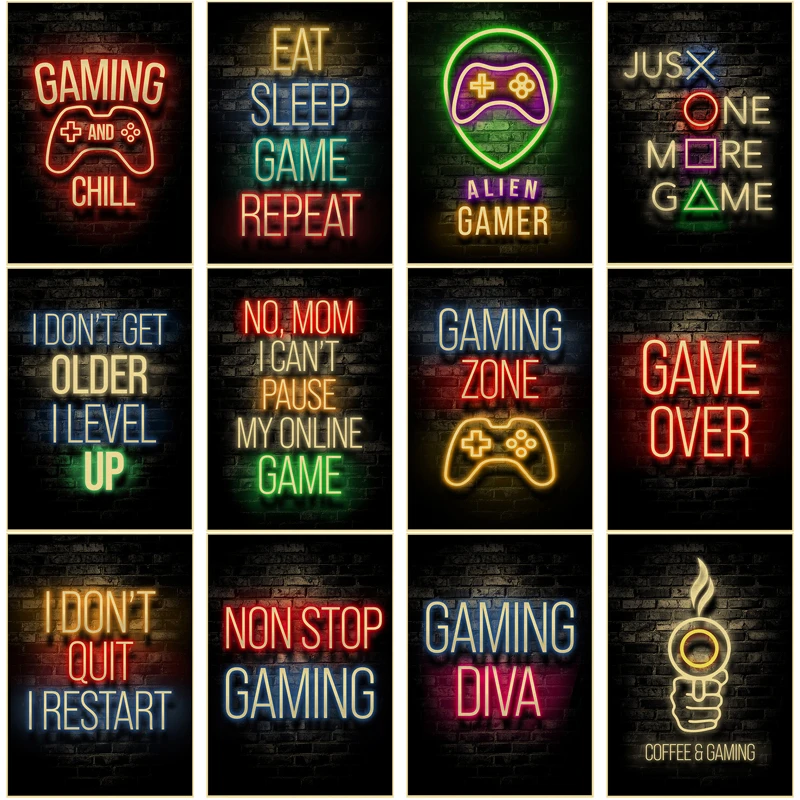 Retro Gaming Wallpaper - Poster Game Gambar Cetak Kertas Kraft