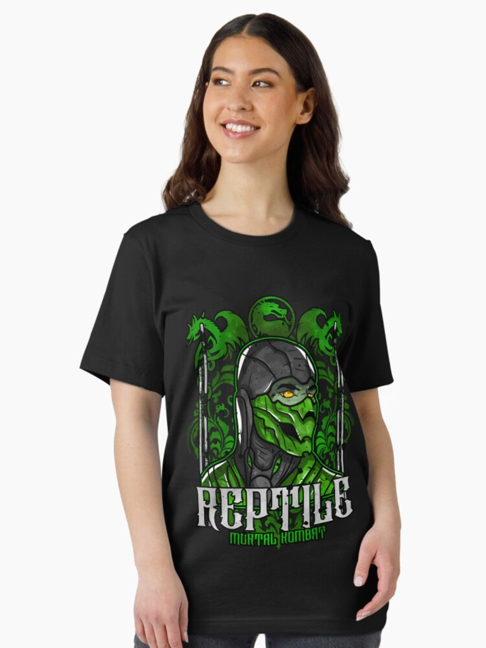 Kaos Cetak Potret Reptile Mort - Retro Gaming Aesthetic ulasan dan harga