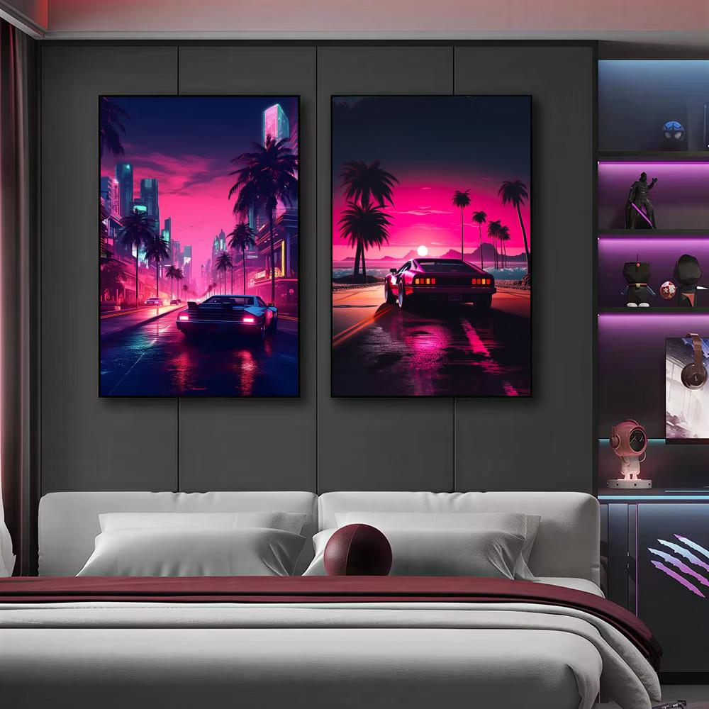 Poster Kota Mobil Retro Cyberp - Retro Gaming Wallpaper ulasan dan harga