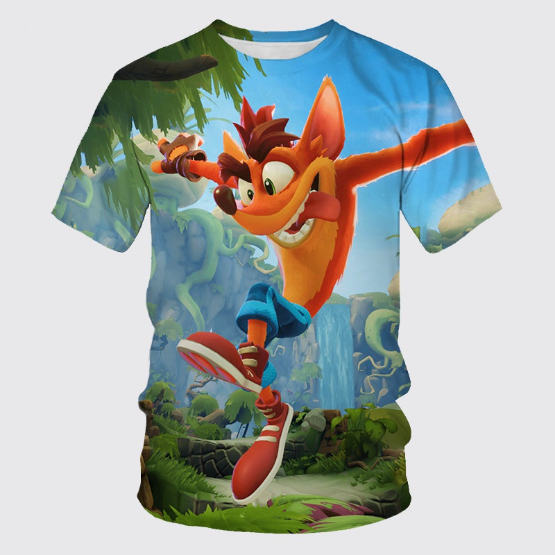 Kaos 3D Print Retro Game Crash - Retro Gaming Aesthetic ulasan dan harga
