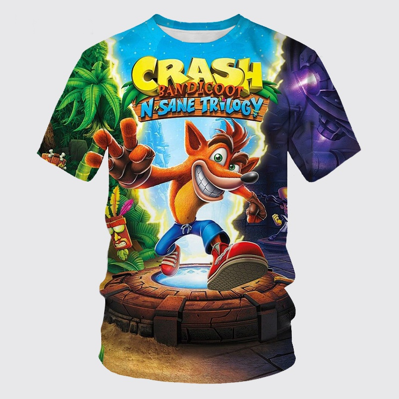 Kaos 3D Print Retro Game Crash - Retro Gaming Aesthetic ulasan dan harga