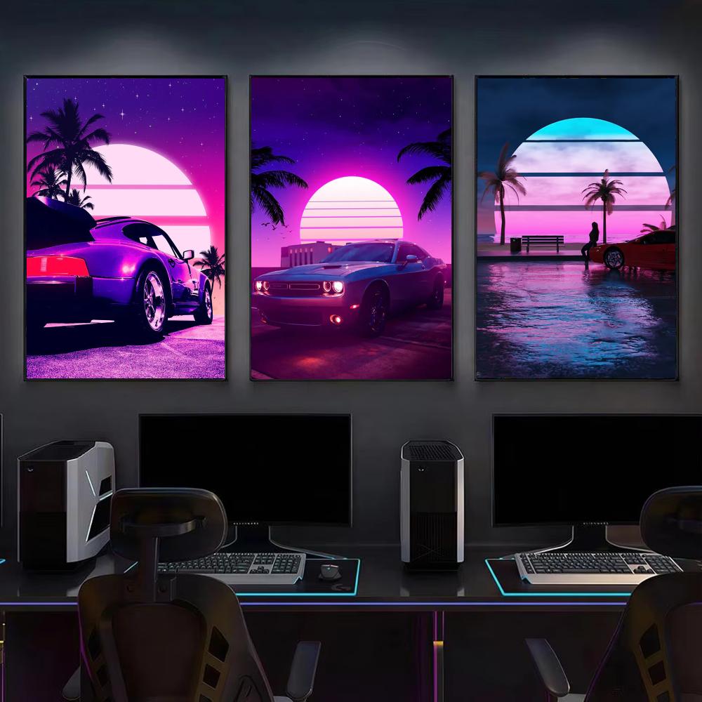 Poster Kota Mobil Retro Cyberp - Retro Gaming Wallpaper ulasan dan harga