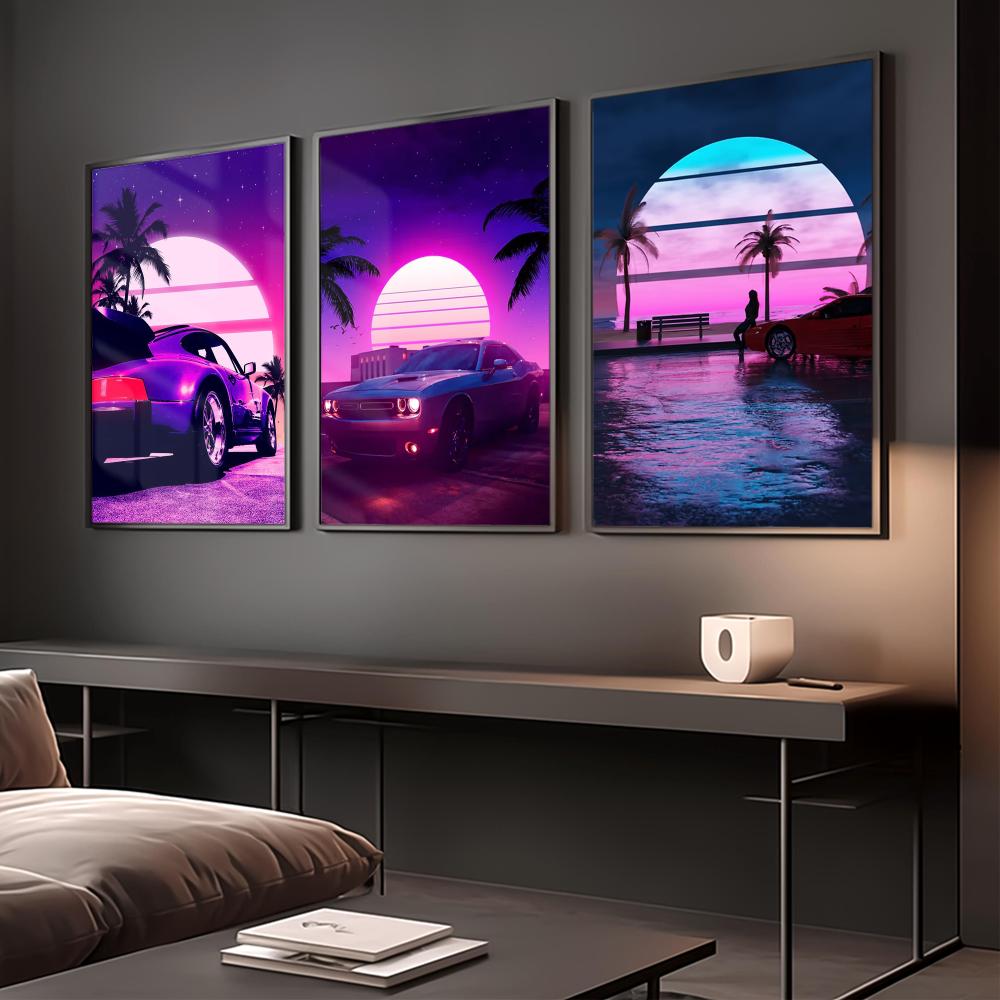 Poster Kota Mobil Retro Cyberp - Retro Gaming Wallpaper ulasan dan harga