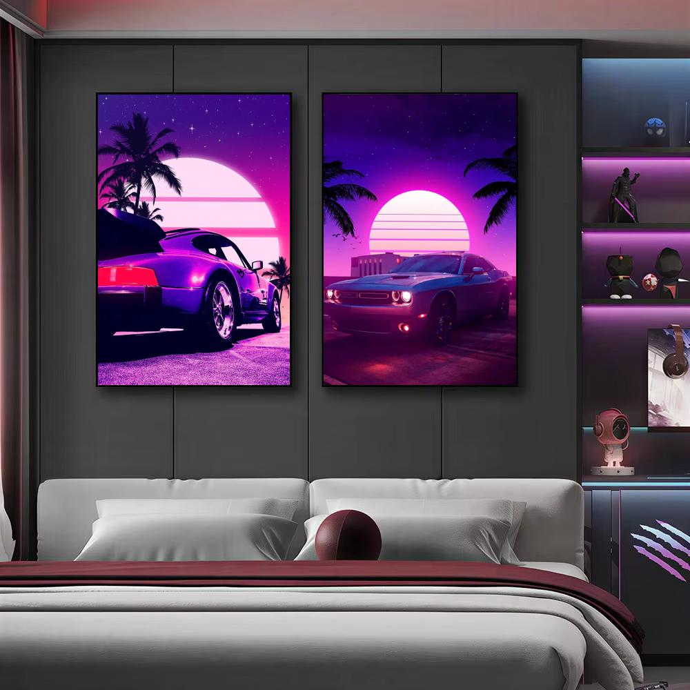 Poster Kota Mobil Retro Cyberp - Retro Gaming Wallpaper ulasan dan harga