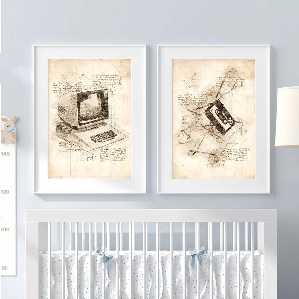 Seni Dinding Sketsa Konsol Gam - Retro Gaming Wallpaper ulasan dan harga