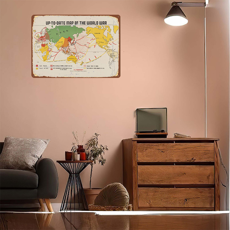 Peta Perang Dunia Poster Logam - World Of Retro Gaming ulasan dan harga